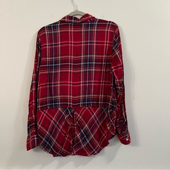 Women’s Lucky Brand red plaid button down blouse size large L - Picture 6 of 6